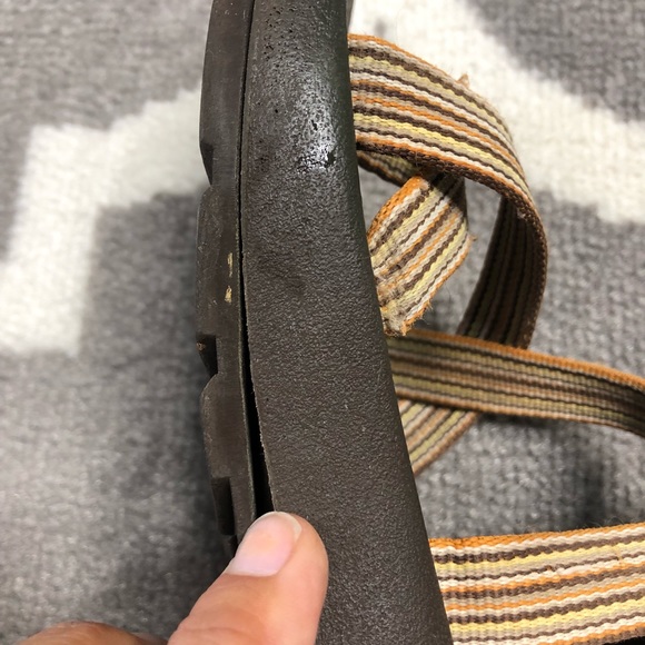 Chaco Sandals Chacos Womens Size 8 Brown Orange Striped Open Toe - Picture 10 of 13